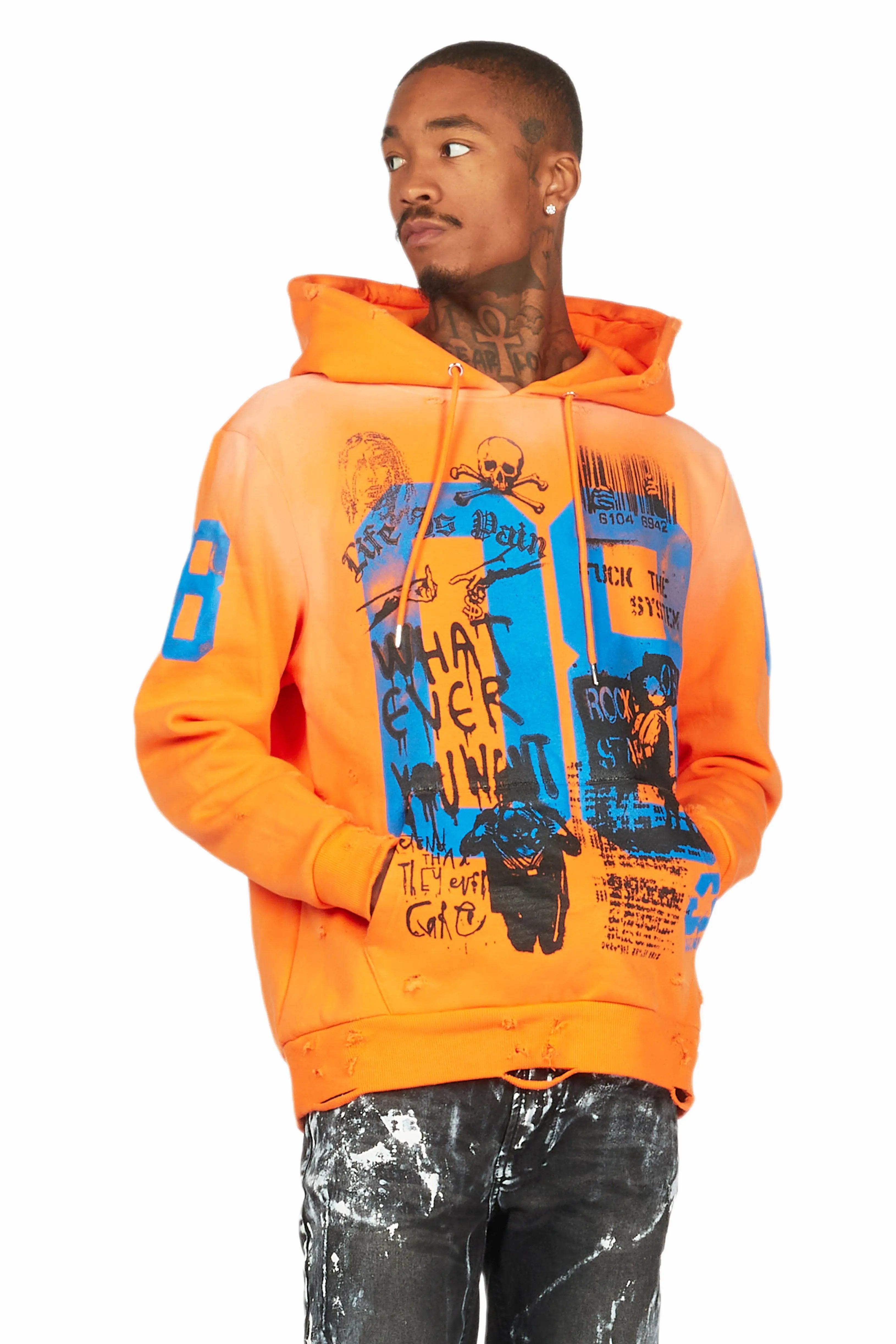 Grill Orange Graphic Hoodie Male Product Image