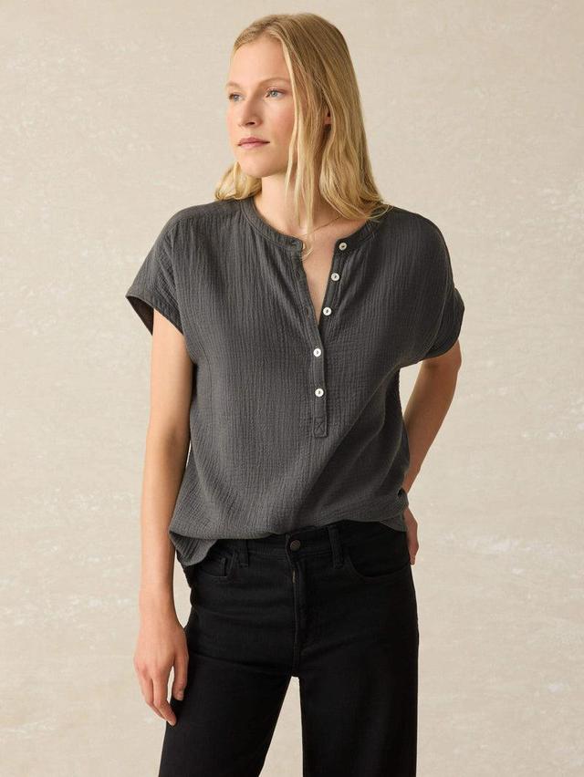 Dream Cotton Gauze Desmond Top - Washed Black Product Image