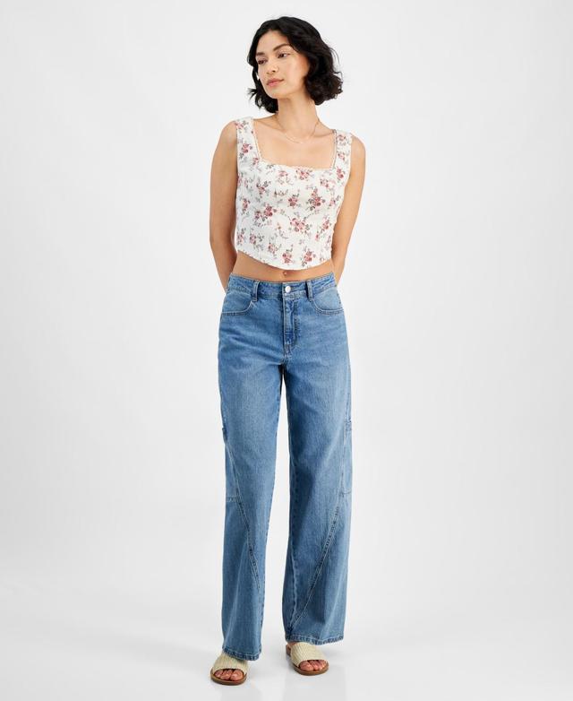 Women's Twisted-Seam Cargo Wide-Leg Jeans, Created for Macy's Product Image