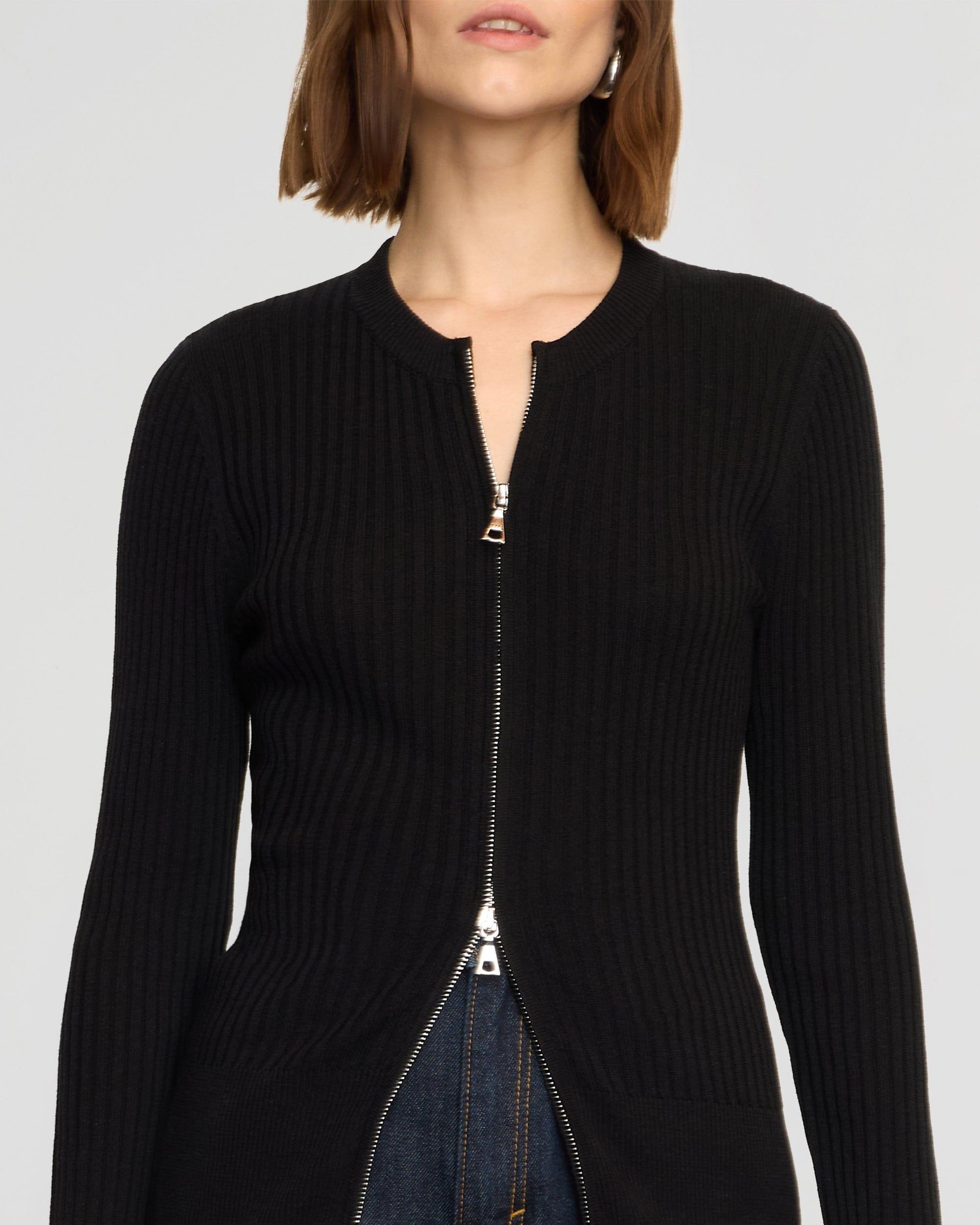 Kayla Ribbed Two-Way Zip Sweater Product Image