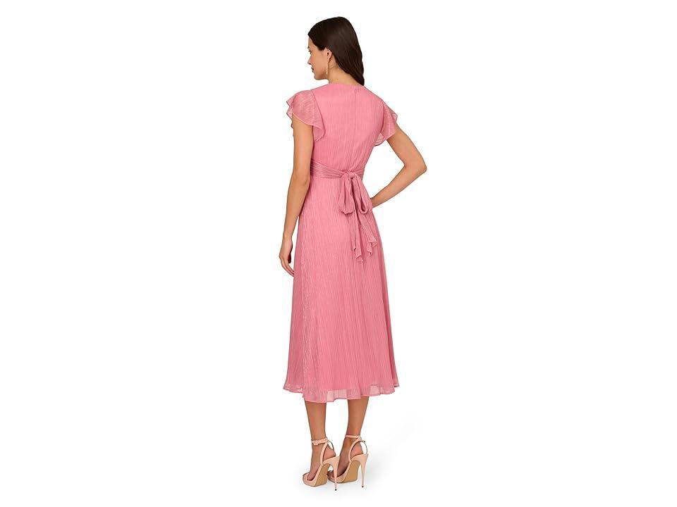 Adrianna Papell Metallic Crinkle Midi Cocktail Dress Product Image