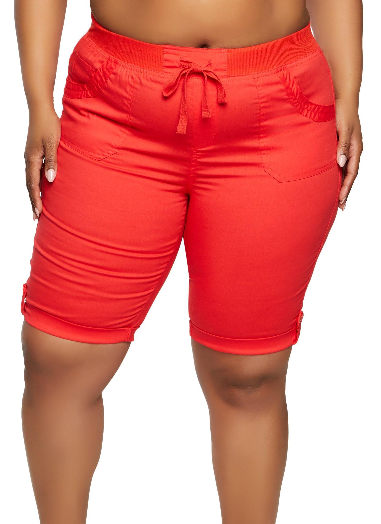 Womens Plus Size Poplin Pocket Bermuda Shorts Product Image