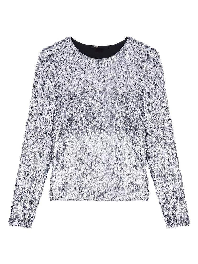 Long-Sleeved Sequinned Top Product Image