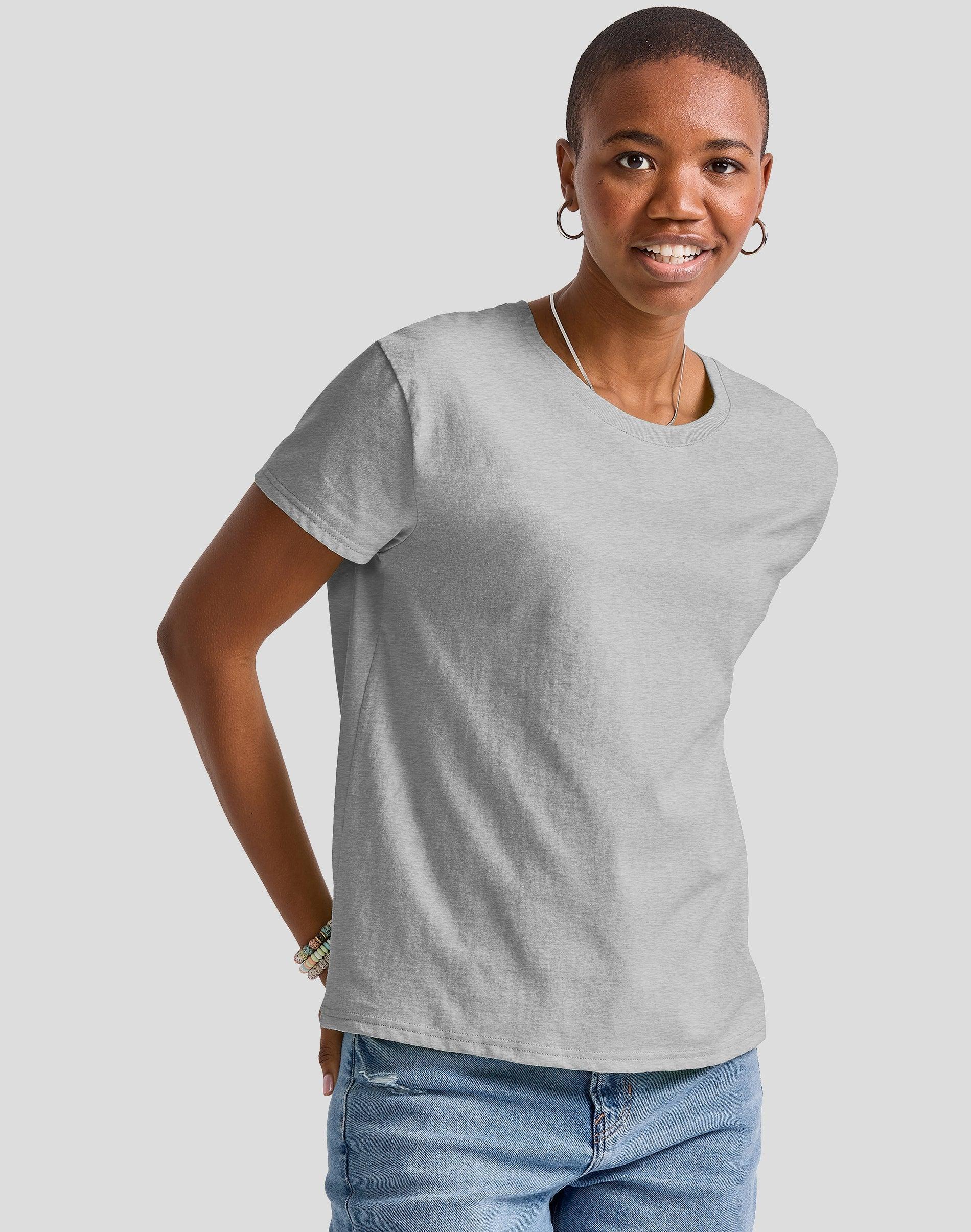 Hanes Essentials Womens Cotton T-Shirt, Oversized Fit Light Steel S Product Image