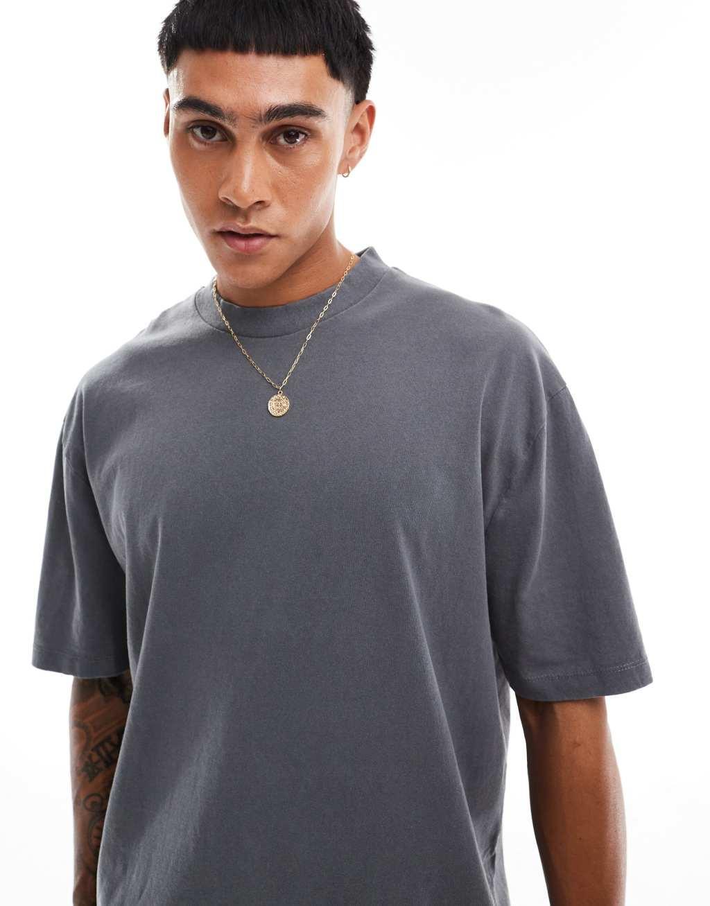 ASOS DESIGN oversized t-shirt celestial back print in washed gray Product Image