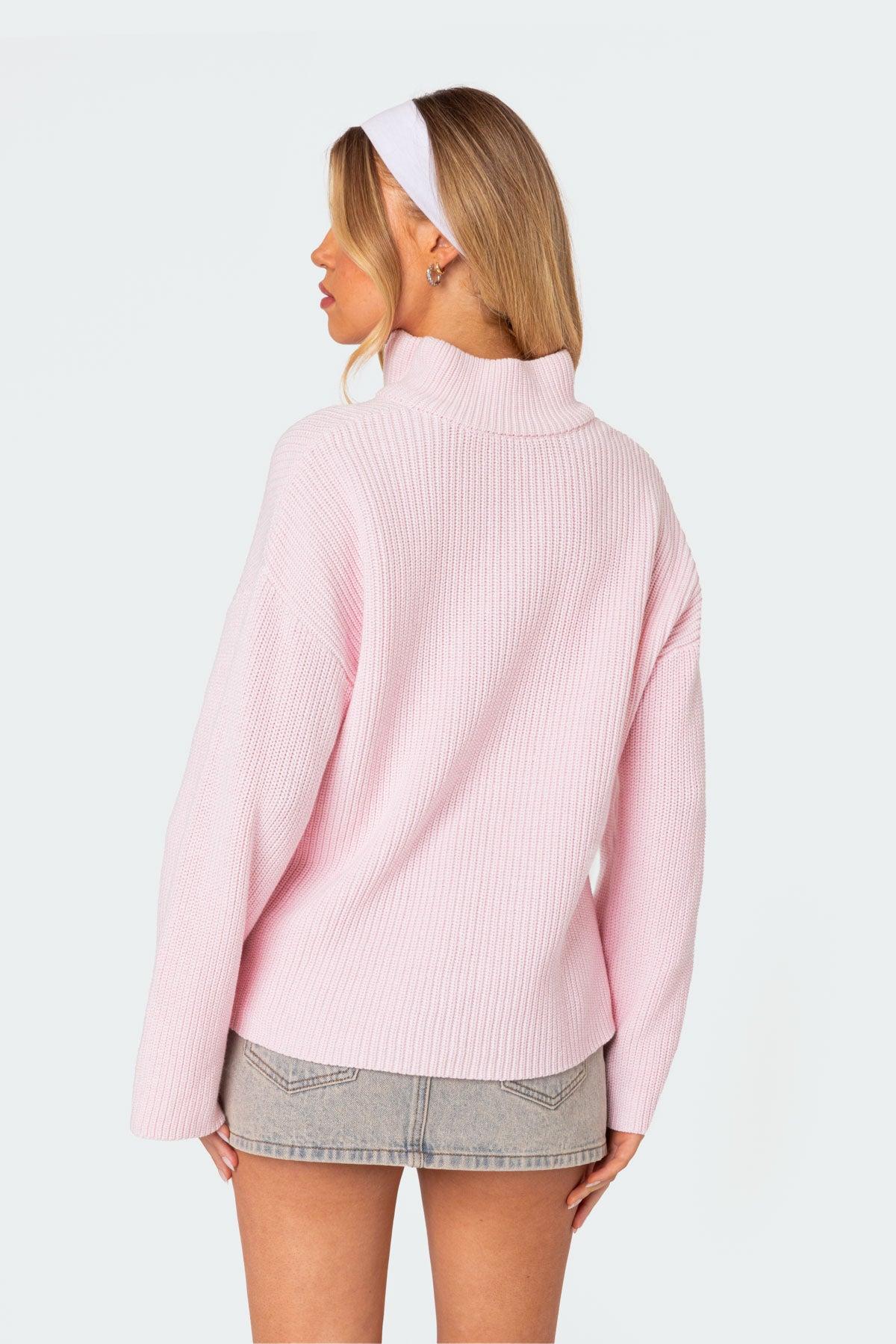 Amour High Neck Oversized Zip Sweater Product Image