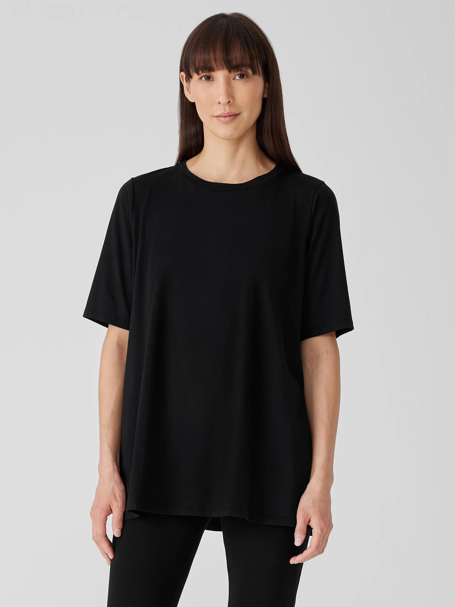 EILEEN FISHER Organic Pima Cotton Jersey Long Teefemale Product Image