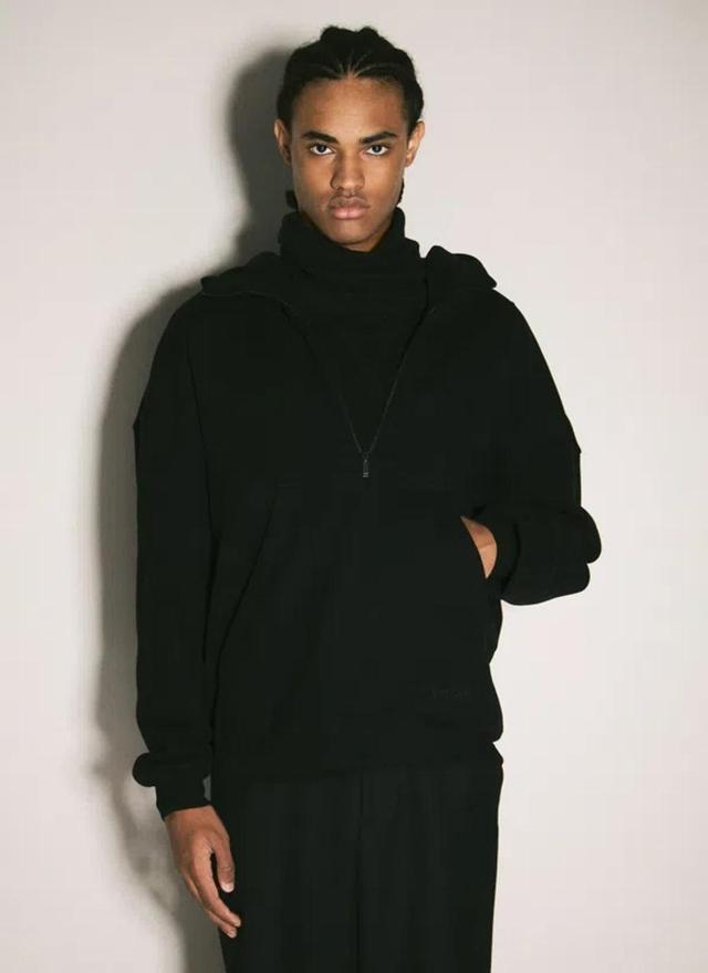 Men Half-zip Hooded Sweatshirt In Black Product Image