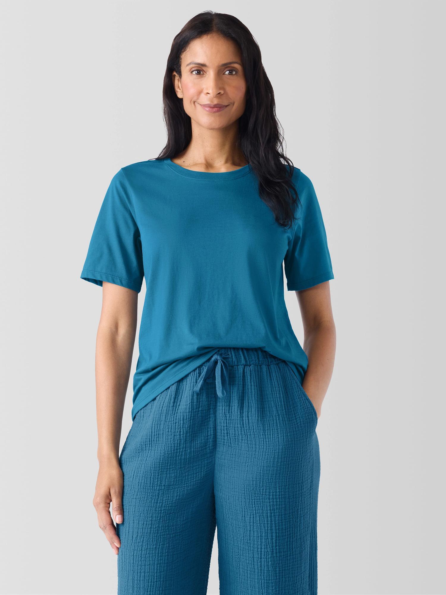 EILEEN FISHER Organic Pima Cotton Jersey Round Neck Teefemale Product Image