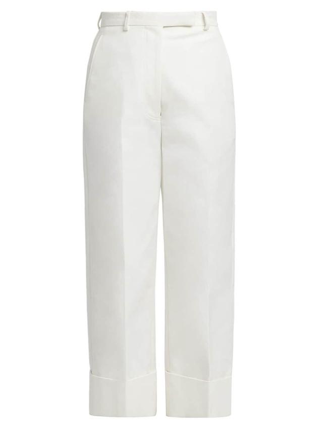 Womens Canvas Cotton High-Rise Straight Trousers Product Image