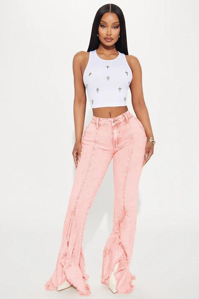 Break Free Ruffled Flare Pant - Pink Product Image