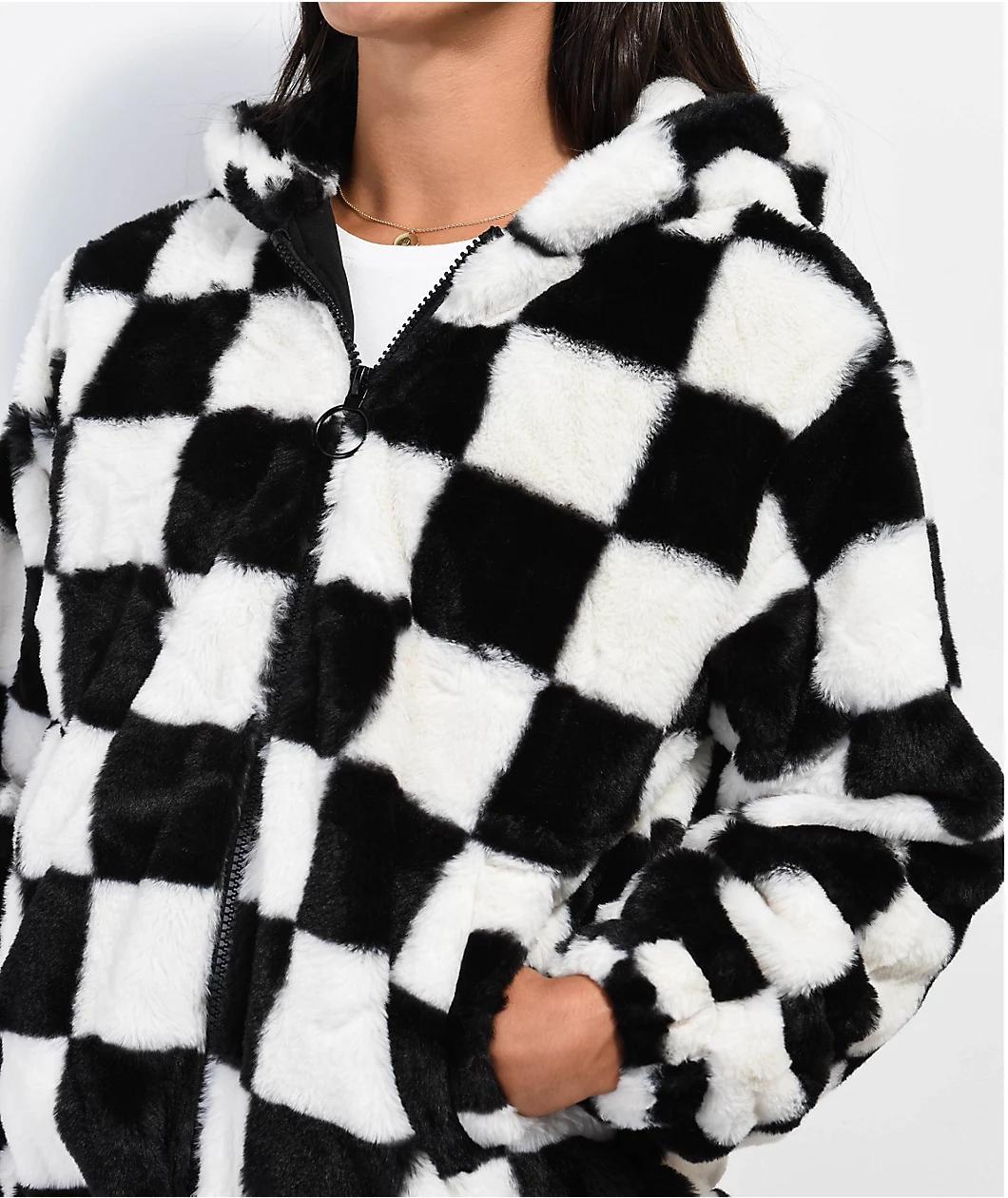 Angel Kiss Checkered Black & White Jacket Product Image