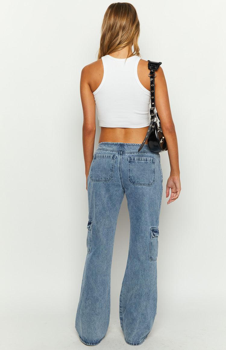 Oliver Mid Wash Low Waist Wide Leg Jeans Product Image