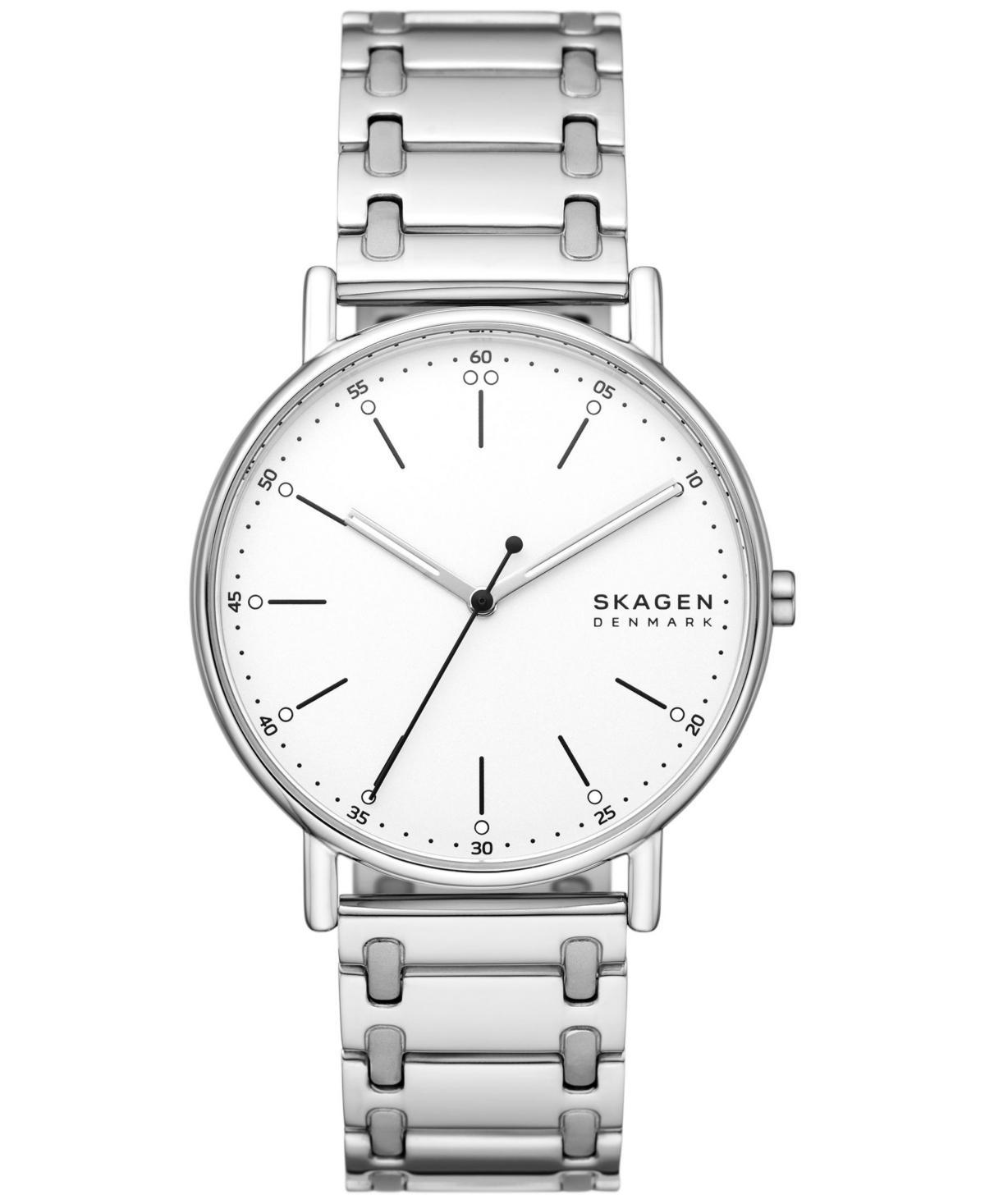 Skagen Mens Signatur Three Hand Silver-Tone Stainless Steel Watch 40mm - Silver-Tone Product Image