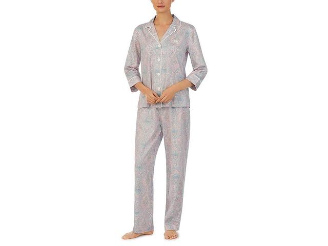 Lauren Ralph Lauren Sateen 3/4 Sleeve PJ Set (Paisley) Women's Pajama Sets Product Image