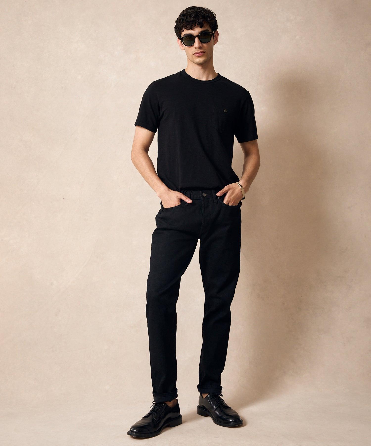 Slim Japanese Selvedge Stretch Jean in Black Wash Product Image