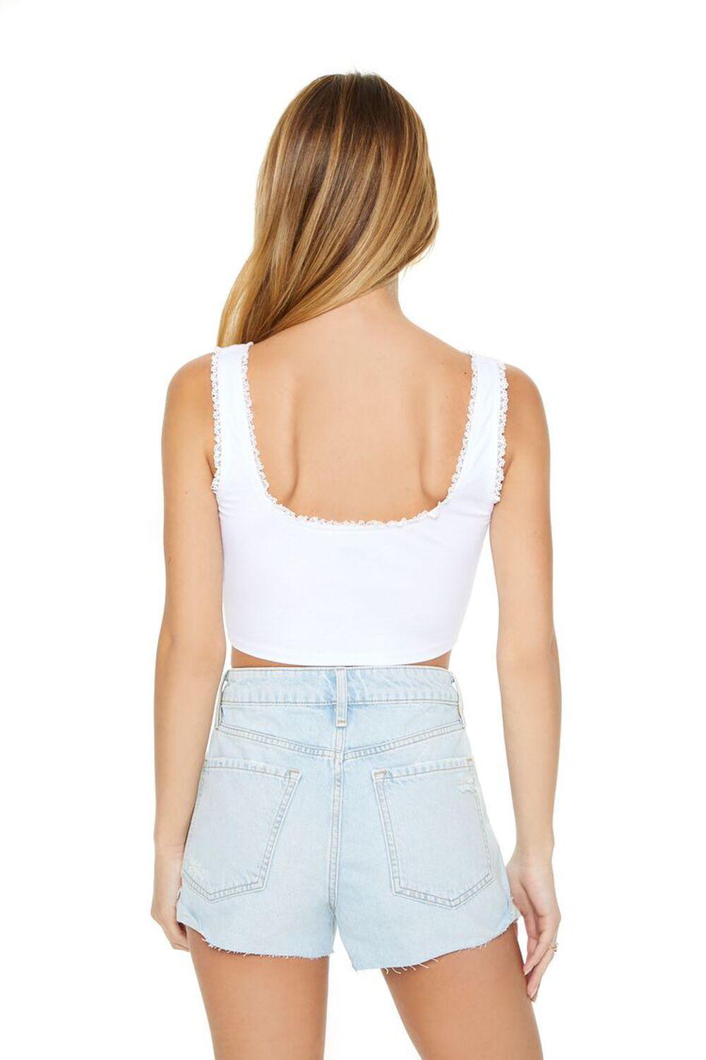 Ruched Lace-Trim Crop Top | Forever 21 Product Image