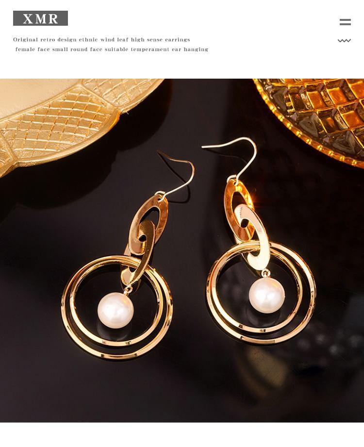 Faux Pearl Hoop Drop Hook Earring Product Image