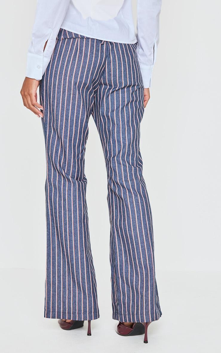 Navy Striped Low Rise Belted Flares Product Image