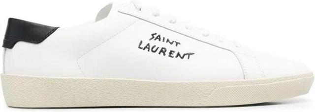 SAINT LAURENT Logo-embroidered Low-top Sneakers In White Product Image