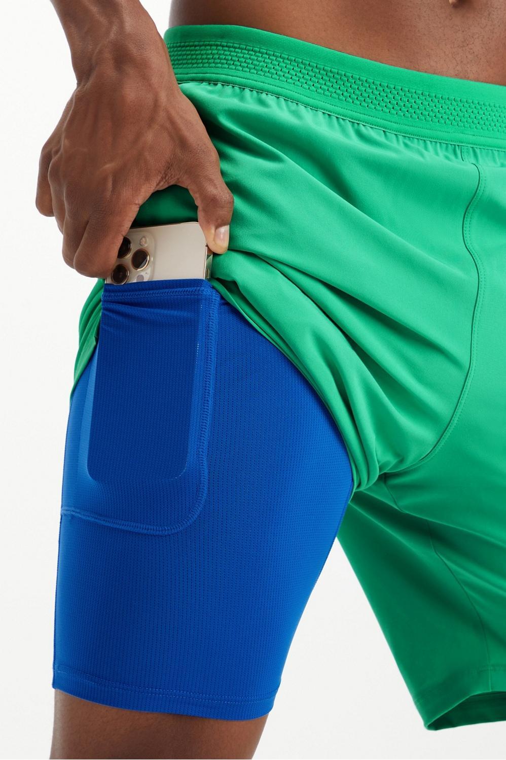 Fabletics Men The Fundamental Short (Lined) male Essential Green Perforated Size XXL Product Image