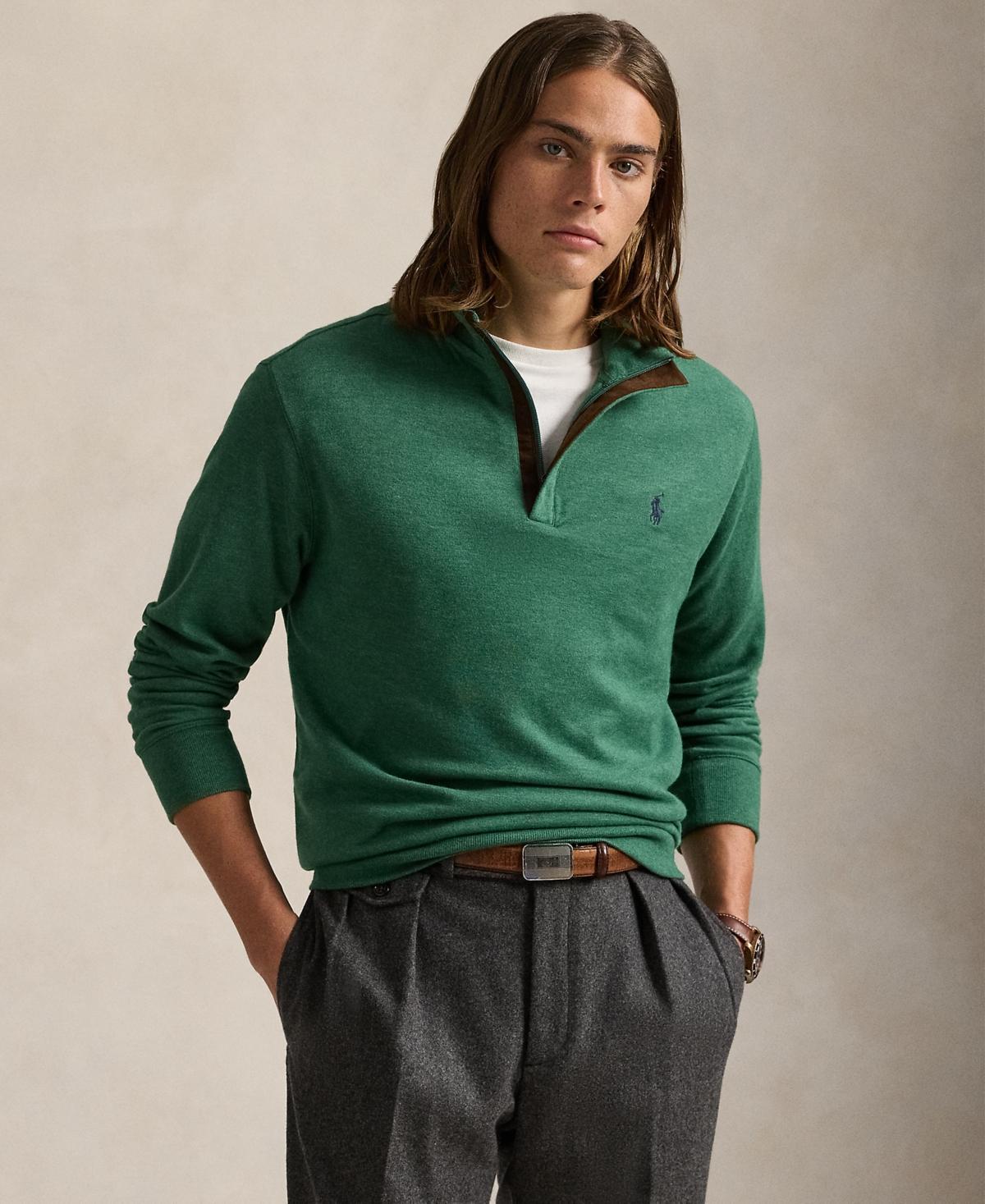 Mens Cotton Long-Sleeve Quarter-Zip Sweater Product Image