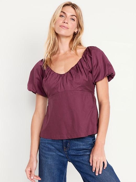 Waist-Defined V-Neck Top Product Image