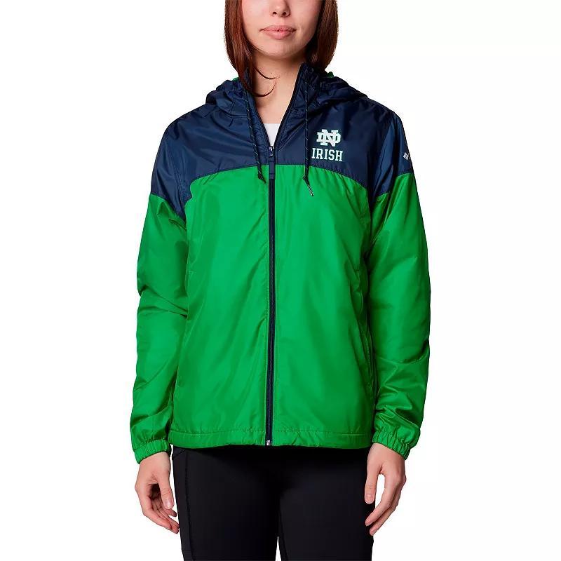 Womens Columbia /Green Notre Dame Fighting Irish Flash Forward Full-Zip Hoodie Windbreaker Jacket Blue Product Image