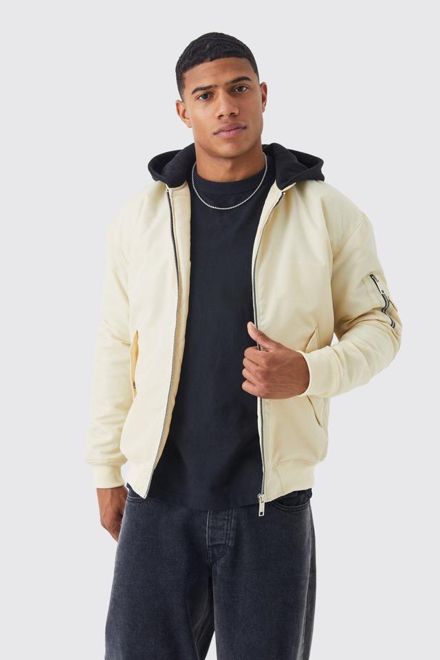 Ma1 Bomber With Jersey Hood | boohooMAN USA Product Image