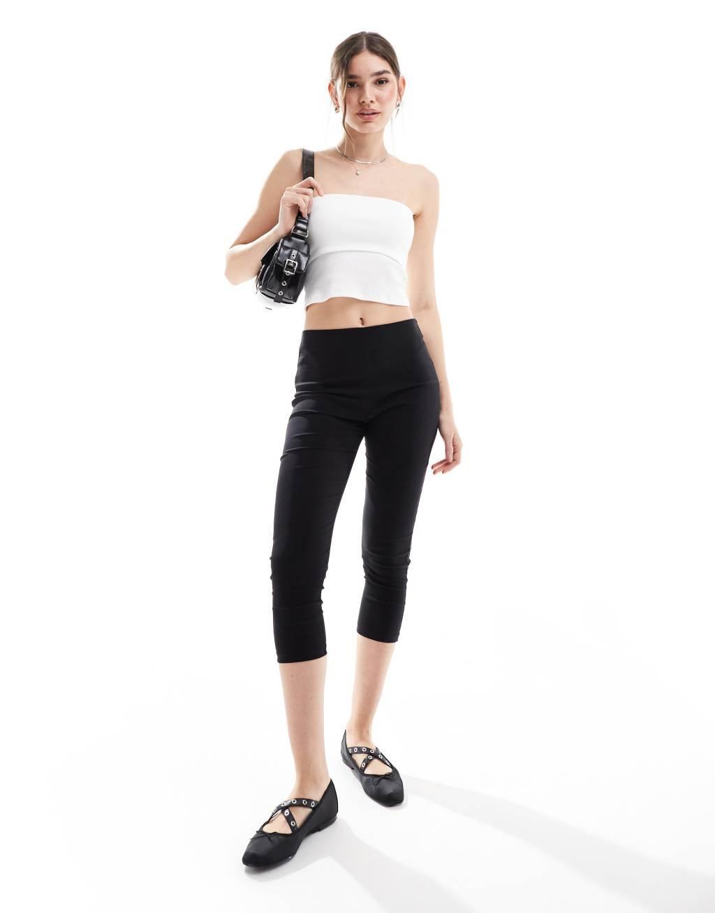 ASOS DESIGN rib fold over bandeau top in white Product Image