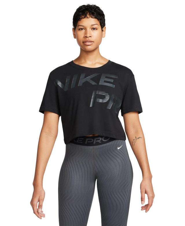 Nike Womens Pro Dri-fit Graphic Short-Sleeve Cropped Top Product Image