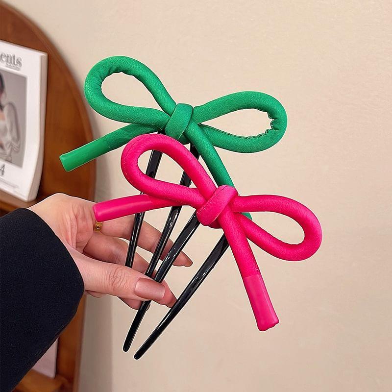 Bow Fabric Plastic Hair Stick Product Image