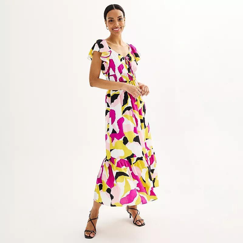 Petite Nine West Flutter Sleeve Maxi Dress, Womens Product Image