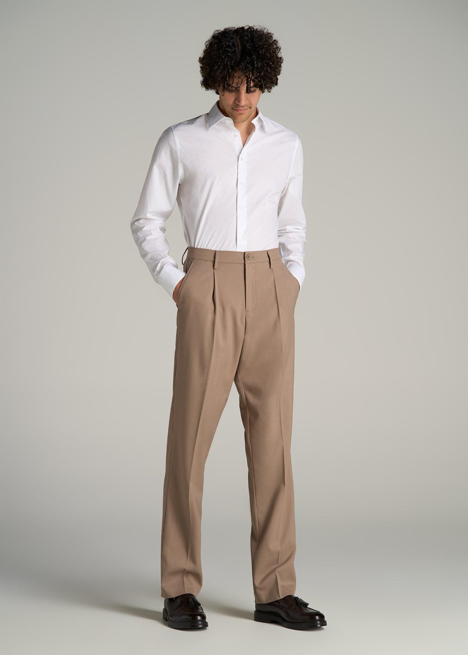 Premium Dress Shirt for Tall Men in White Dobby Product Image