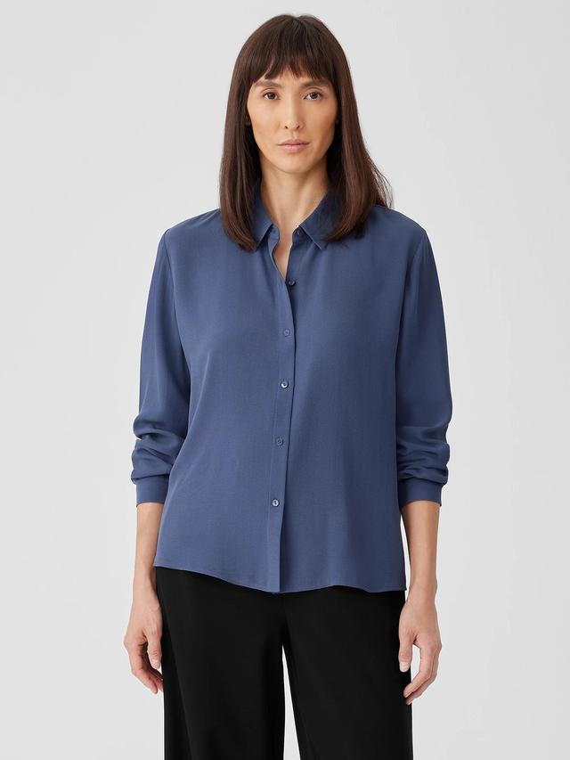 EILEEN FISHER Silk Georgette Crepe Classic Collar Shirtfemale Product Image