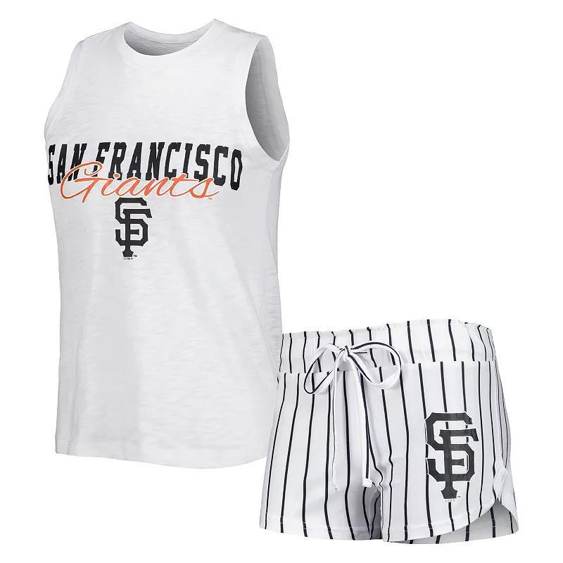 Womens Concepts Sport White San Francisco Giants Reel Pinstripe Tank Top & Shorts Sleep Set at Nordstrom, Size Small Product Image