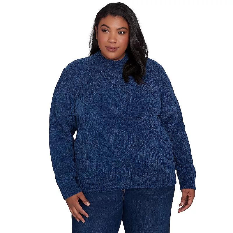 Plus Size Alfred Dunner Chenille Diamond Turtleneck Sweater, Womens product image