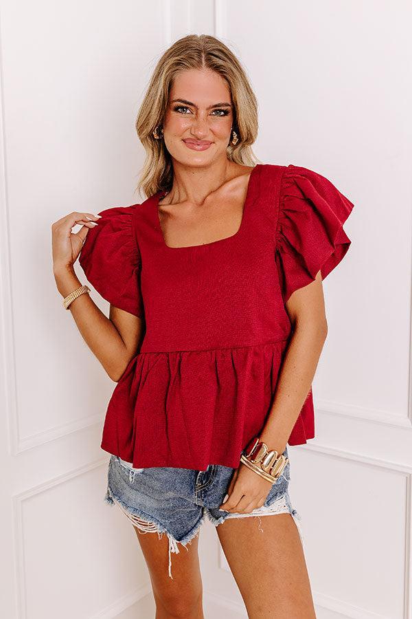 Endless Charisma Peplum Top in Red Product Image