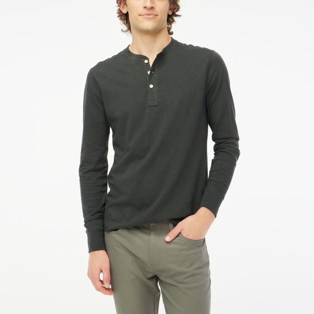 Long-sleeve henley in slub cotton Product Image