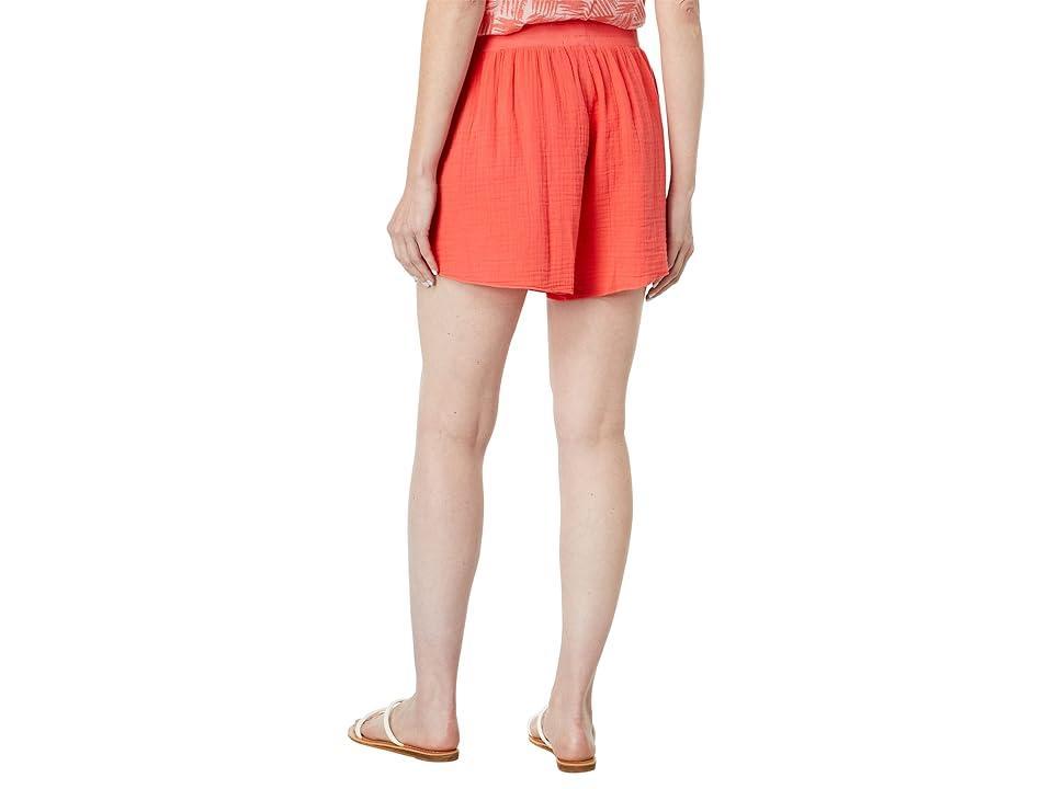 Mod-o-doc Double Layer Gauze Ribbed Waist Pull-On Shorts (Papaya) Women's Shorts Product Image