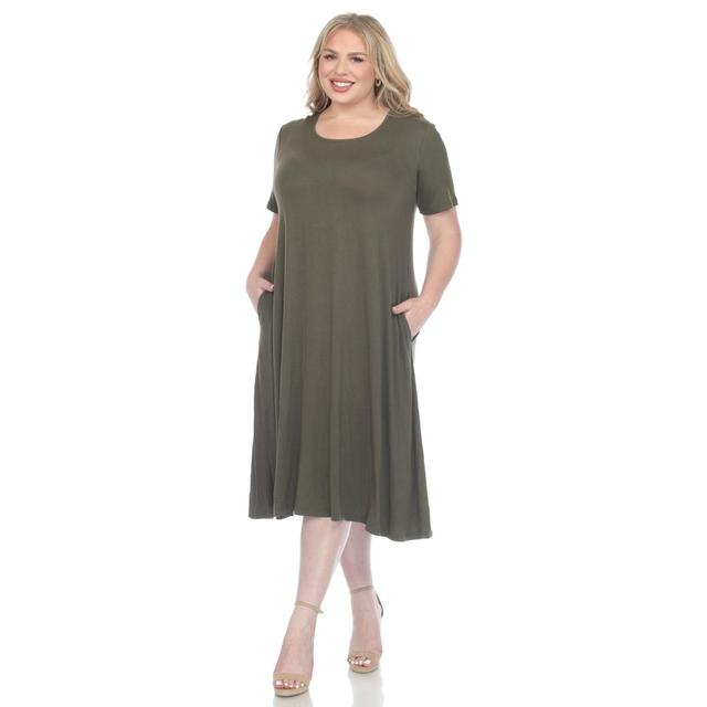 Short Sleeve Pocket Swing Midi Dress - Plus Product Image