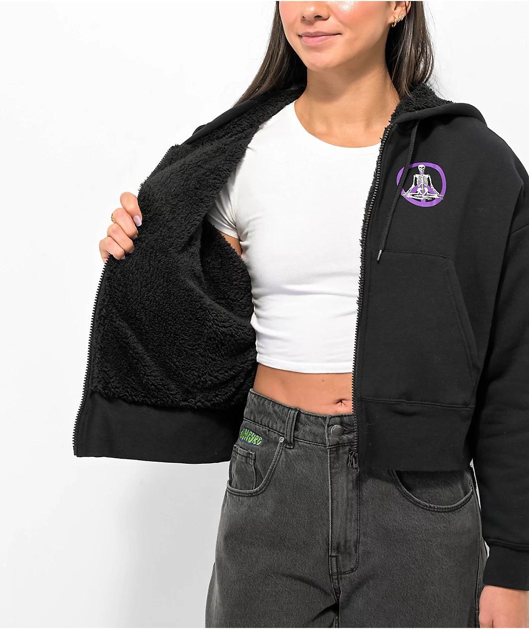 Empyre Rosine Black Sherpa Zip Hoodie Product Image