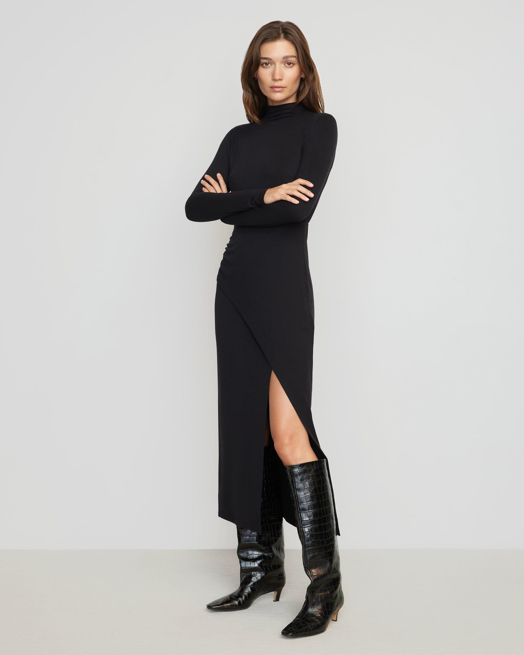 Suki Mock-Neck Side-Slit Dress Product Image