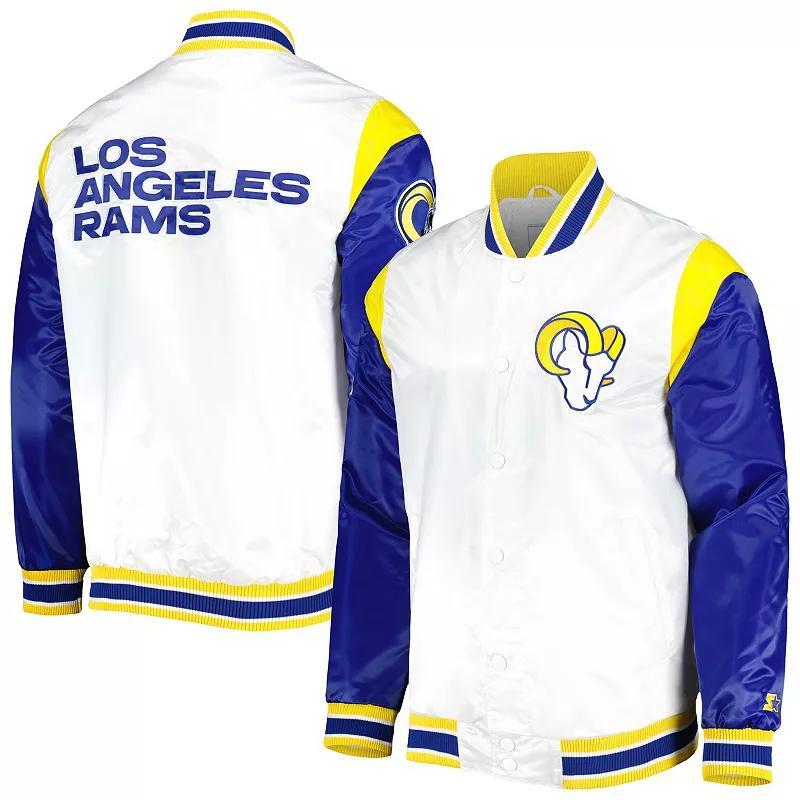 Mens Starter Los Angeles Rams Throwback Warm Up Pitch Satin Full-Snap Varsity Jacket Product Image