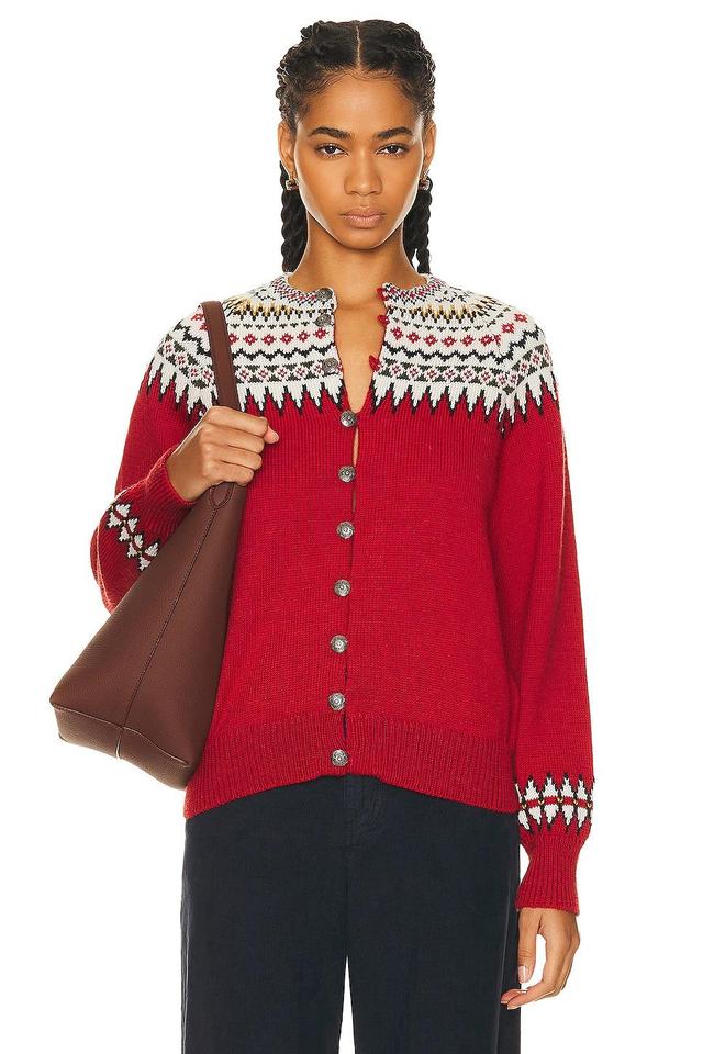 BODE Oslo Cardigan in Red - Red. Size S (also in L, M). Product Image