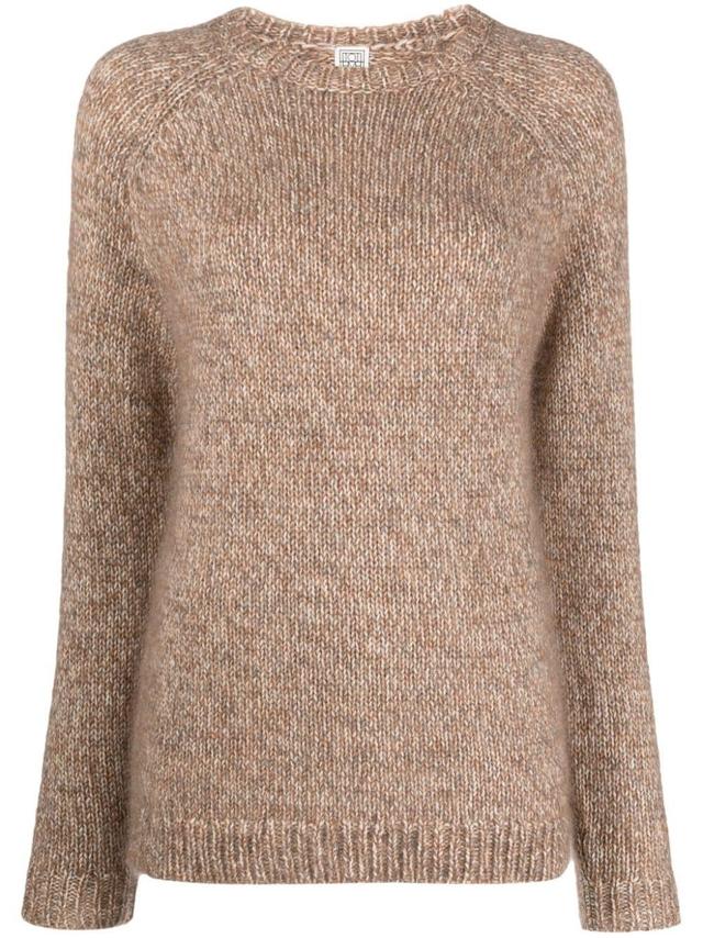 Mélange Wool-blend Jumper In Brown Product Image