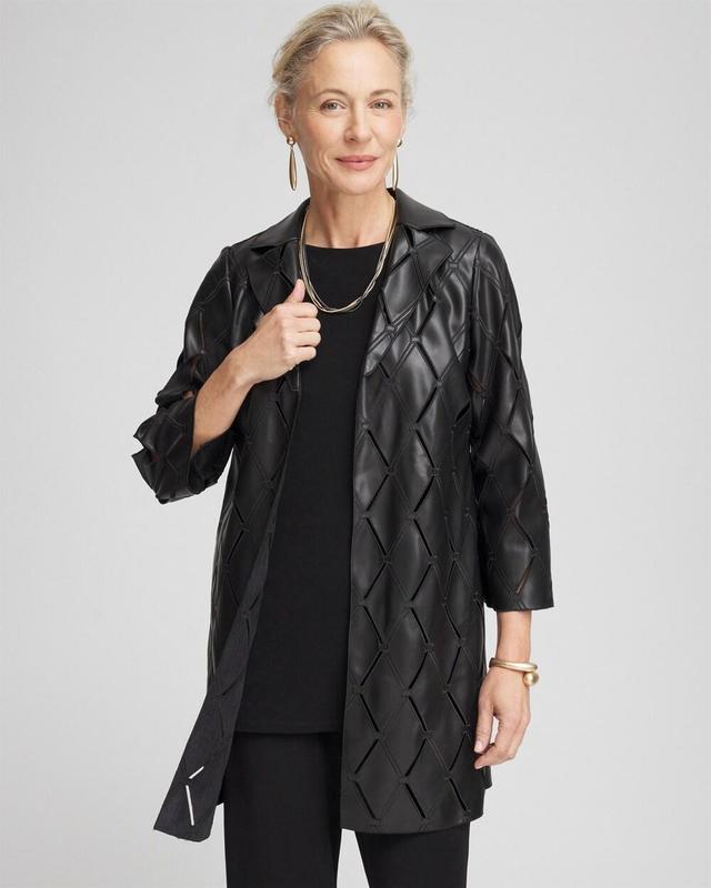 Women's Travelers Faux Leather Cutwork Blazer Product Image