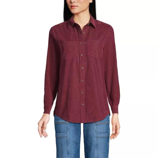 Womens Lands End Pincord Button-Front Shirt Product Image