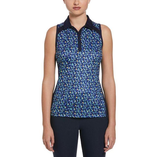 Womens Grand Slam Dab Printed Sleeveless Golf Polo Med Blue Product Image