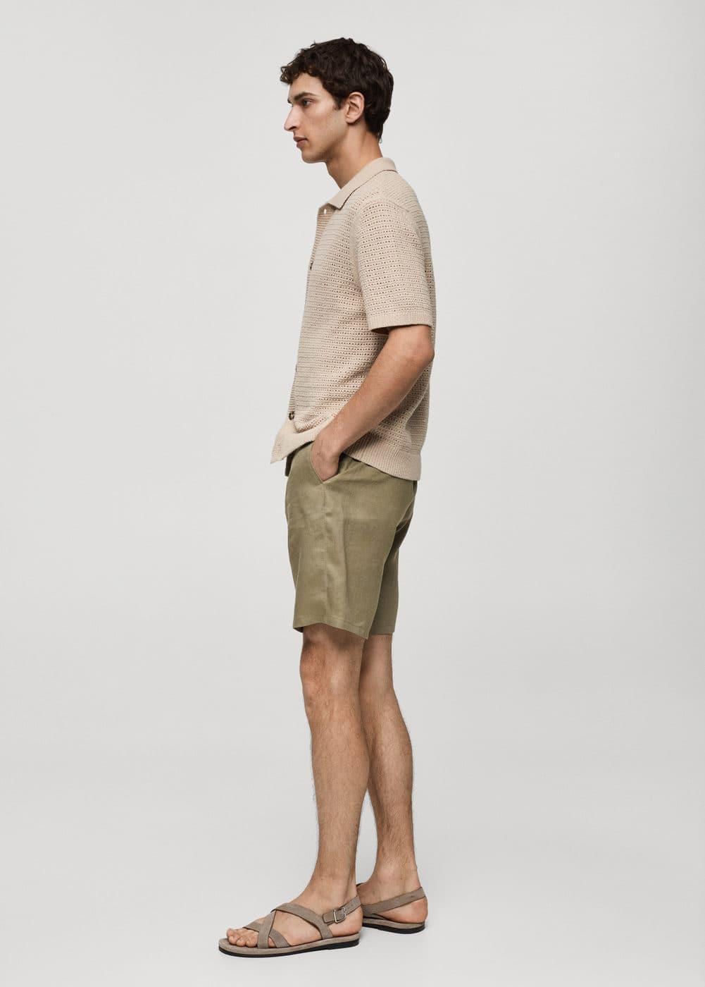 MANGO MAN - Slim fit 100% linen Bermuda shorts khakiMen Product Image